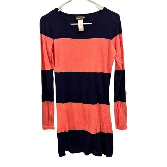 Tommy Bahama Striped coral/navy Tunic Sweater size S/p - Picture 2 of 6